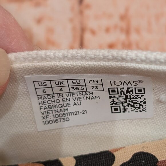 Tom's Alpargata Mallow Casual White Canvas Slip-On Shoes with Leopard Insole 6 - Picture 9 of 12